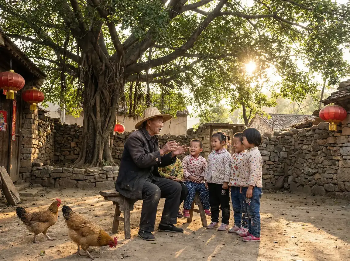 老人在大榕树下给孩子们讲故事 - 无人区在线高清完整免费版下载 乡村记忆